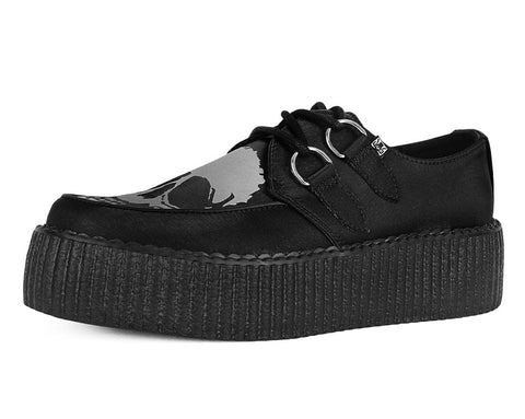 Black Satin Glow Skull Viva Mondo Creeper - T.U.K.V3221-03