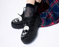 Black Satin Glow Skull Viva Mondo Creeper - T.U.K.V3221-03