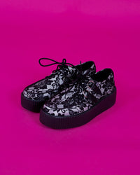 Black Satin Lace Viva Mondo Creeper - T.U.K.V3456-03