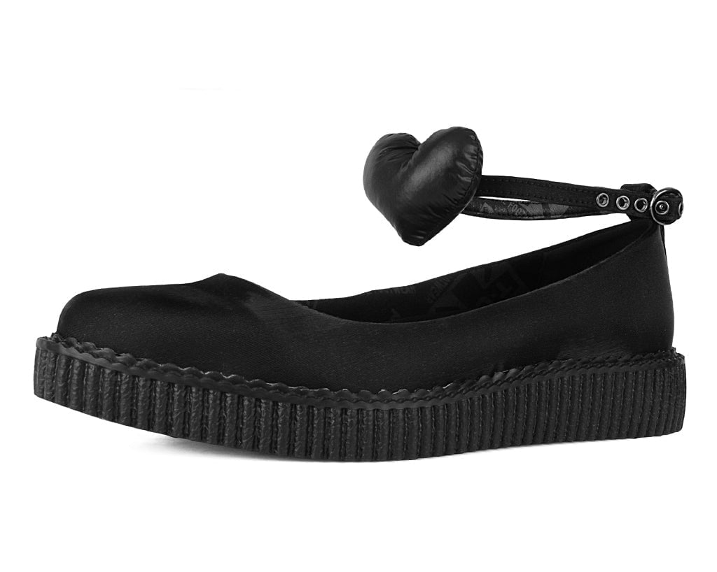 A3212L Black Silk Heart Pointed Ballet Creeper