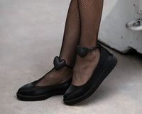A3212L Black Silk Heart Pointed Ballet Creeper