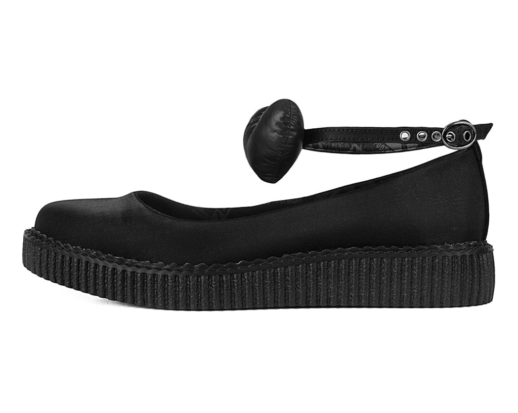 A3212L Black Silk Heart Pointed Ballet Creeper