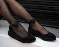 A3212L Black Silk Heart Pointed Ballet Creeper