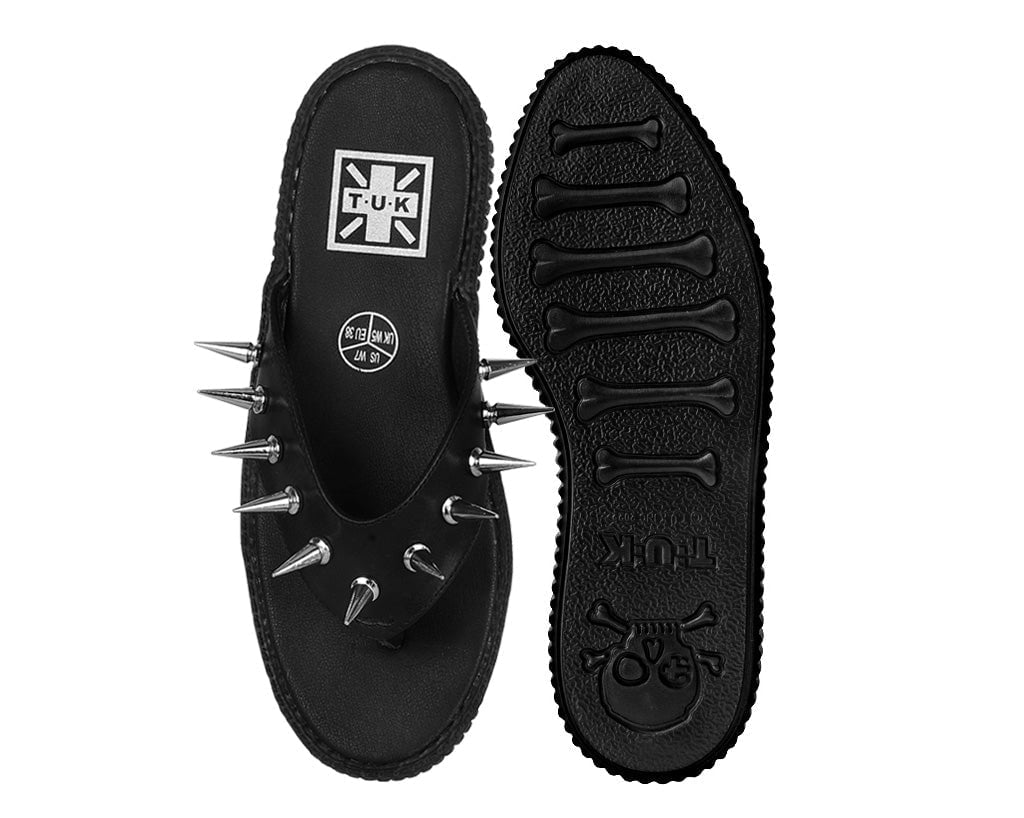 F3387L Black & Silver Spike Viva Low Flip Flop