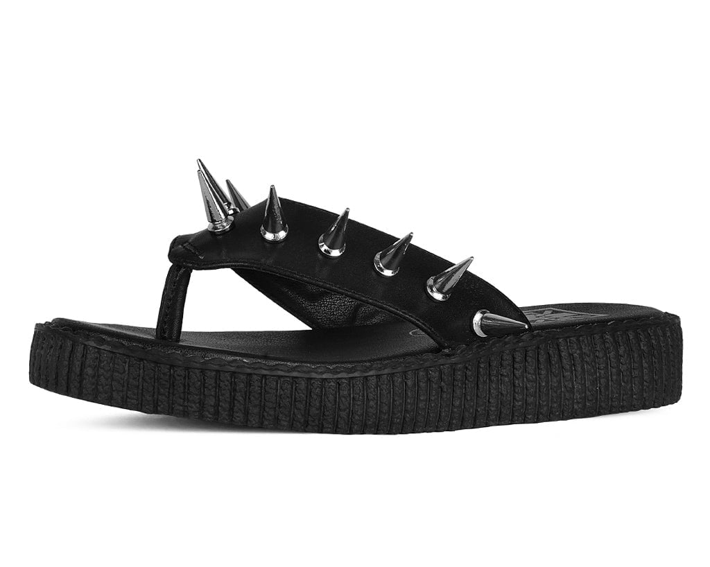 F3387L Black & Silver Spike Viva Low Flip Flop
