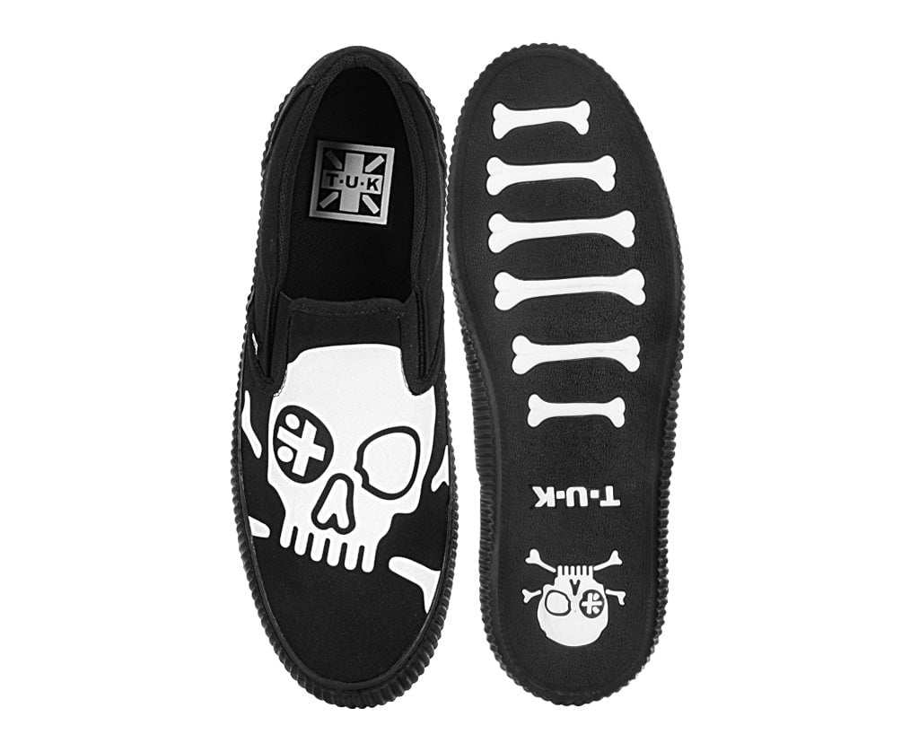 A3352 Black Skull Canvas Slip-On Sneaker