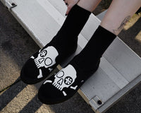 A3352 Black Skull Canvas Slip-On Sneaker