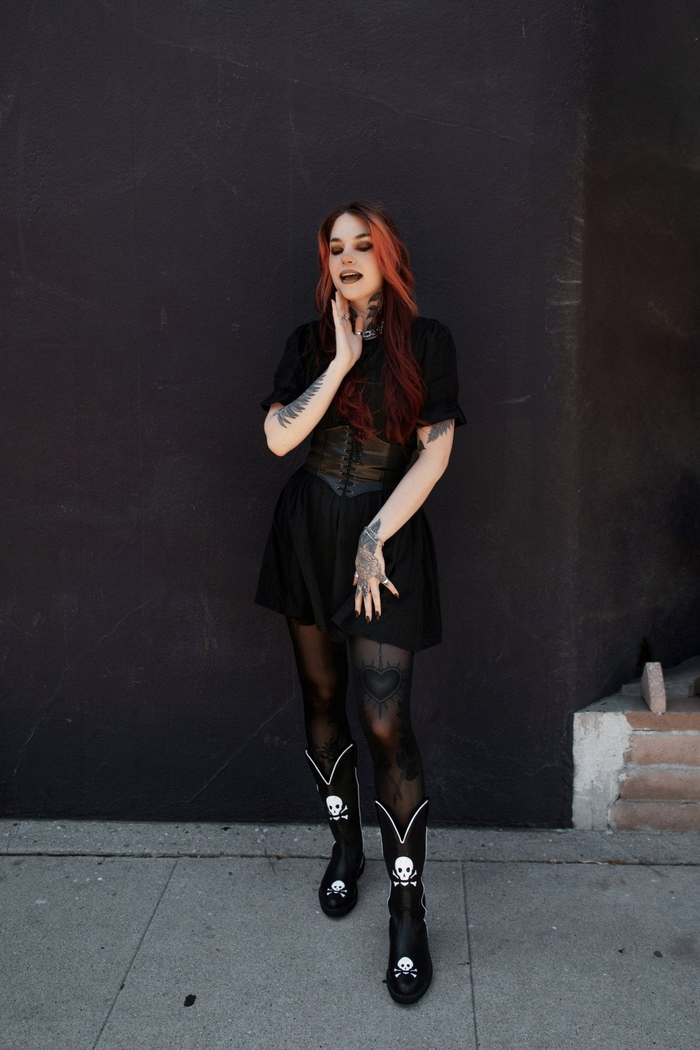 Black Skull Western Creeper Boot - T.U.K.A3439-03
