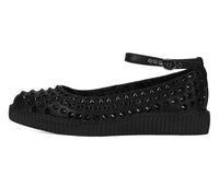 A9666L Black Spiked Pointed Ballet Ankle Strap Creeper