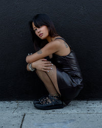 A3421L Black Studded Cross Strap Mary Jane