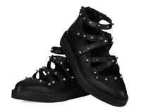 A3421L Black Studded Cross Strap Mary Jane