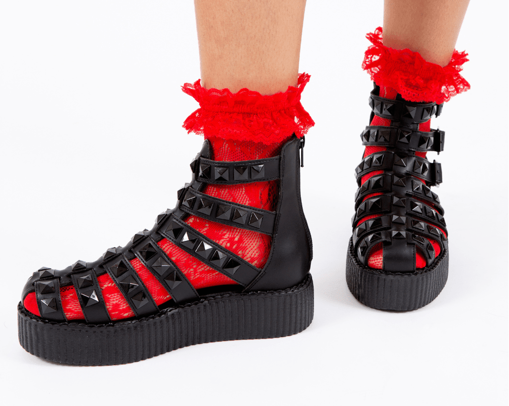 V3383L Black Studded Gladiator Viva Mondo Sandal