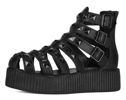 V3383L Black Studded Gladiator Viva Mondo Sandal