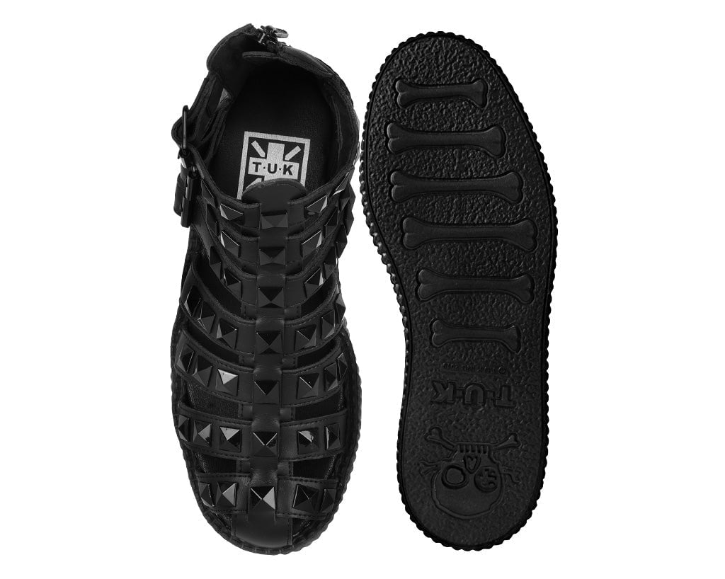 V3383L Black Studded Gladiator Viva Mondo Sandal