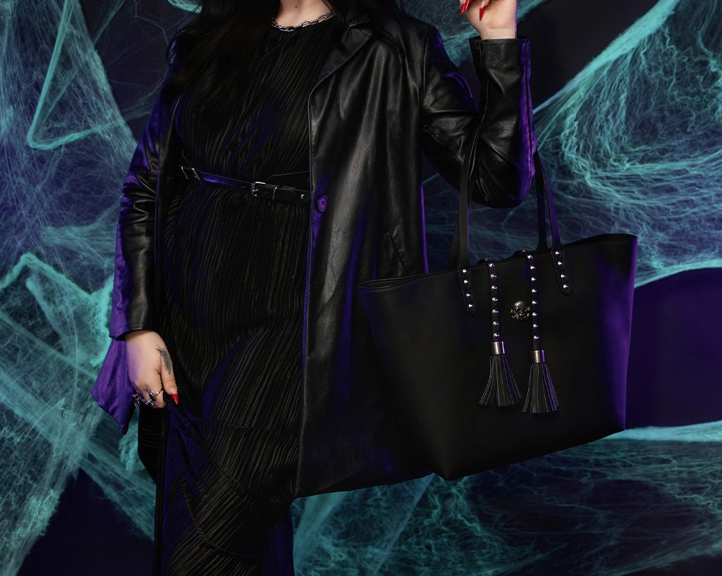 BG01 Black Studded Tassel Tote Bag BG01-OS