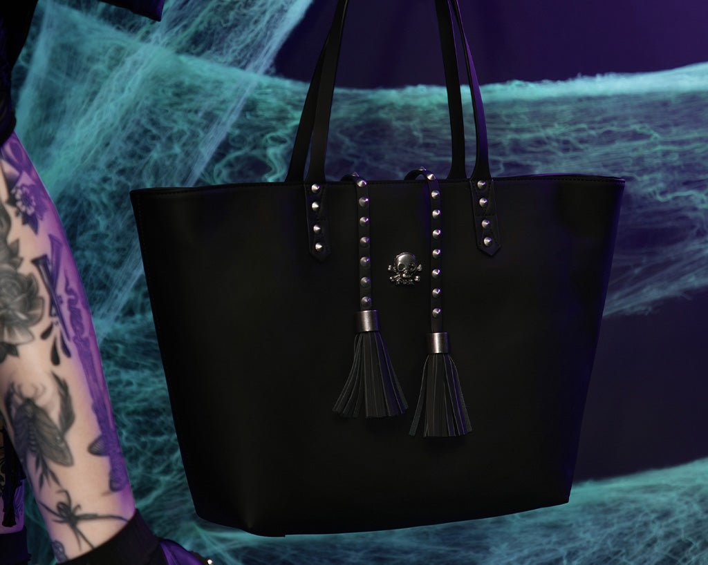 BG01 Black Studded Tassel Tote Bag BG01-OS