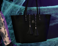BG01 Black Studded Tassel Tote Bag BG01-OS