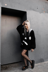 G3452 Black Suede Brown Leopard Hair Vintage Creeper