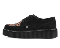 G3452 Black Suede Brown Leopard Hair Vintage Creeper