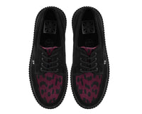 G3453 Black Suede Burgundy Leopard Hair Vintage Creeper