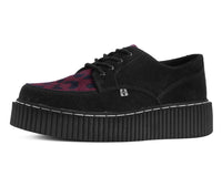 G3453 Black Suede Burgundy Leopard Hair Vintage Creeper