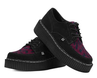 G3453 Black Suede Burgundy Leopard Hair Vintage Creeper G3453-03
