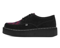 G3453 Black Suede Burgundy Leopard Hair Vintage Creeper