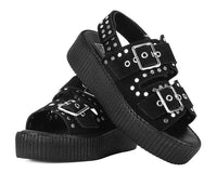 V3343L Black Suede Flat Stud Viva Mondo Sandal