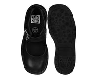 T2358 Black Suede Flower Buckle Mary Jane