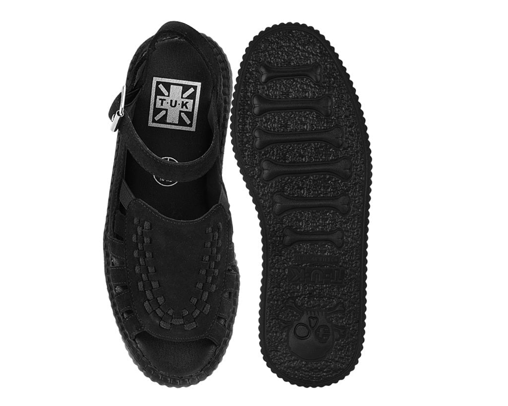V3462L Black Suede Interlace Viva Mondo Sandal V3462L-05