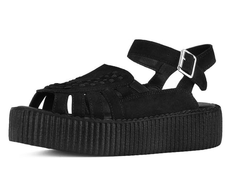 V3462L Black Suede Interlace Viva Mondo Sandal