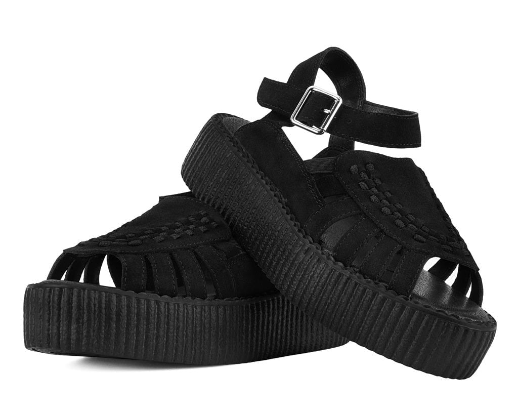V3462L Black Suede Interlace Viva Mondo Sandal