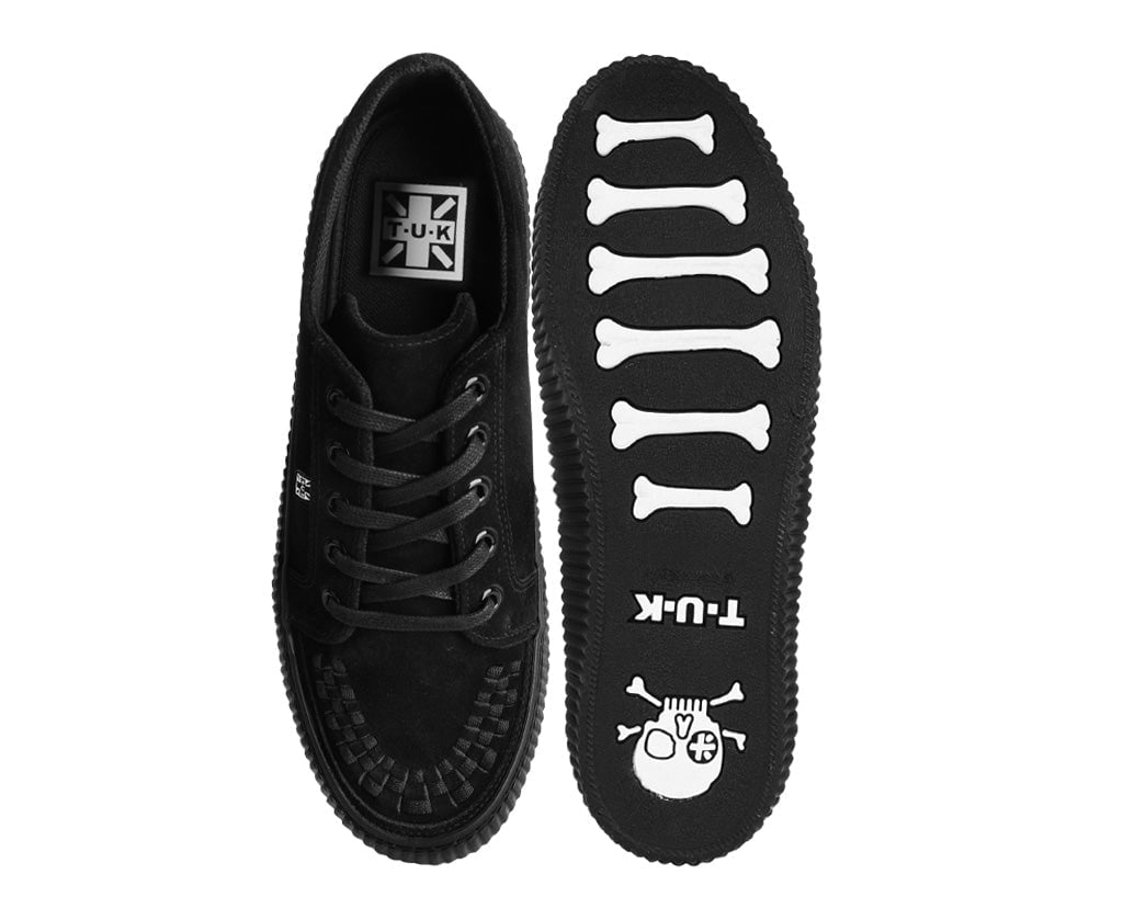 A3313 Black Suede Lace-Up Creeper Sneaker