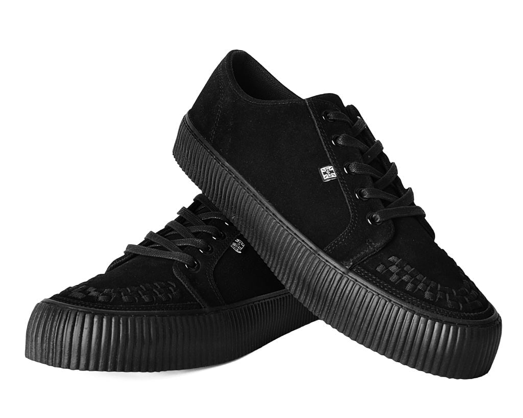 A3313 Black Suede Lace-Up Creeper Sneaker