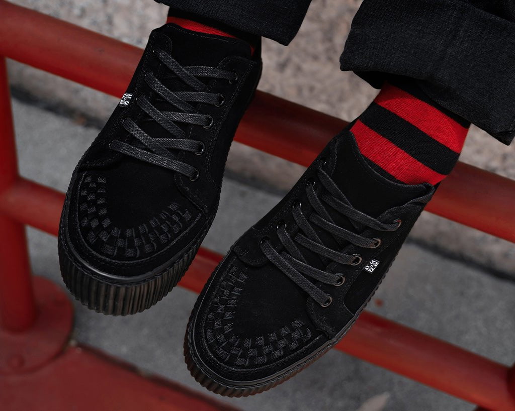 A3313 Black Suede Lace-Up Creeper Sneaker