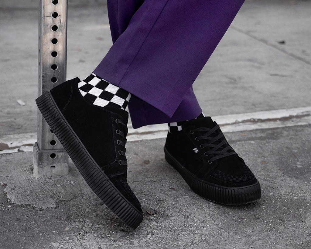 A3313 Black Suede Lace-Up Creeper Sneaker