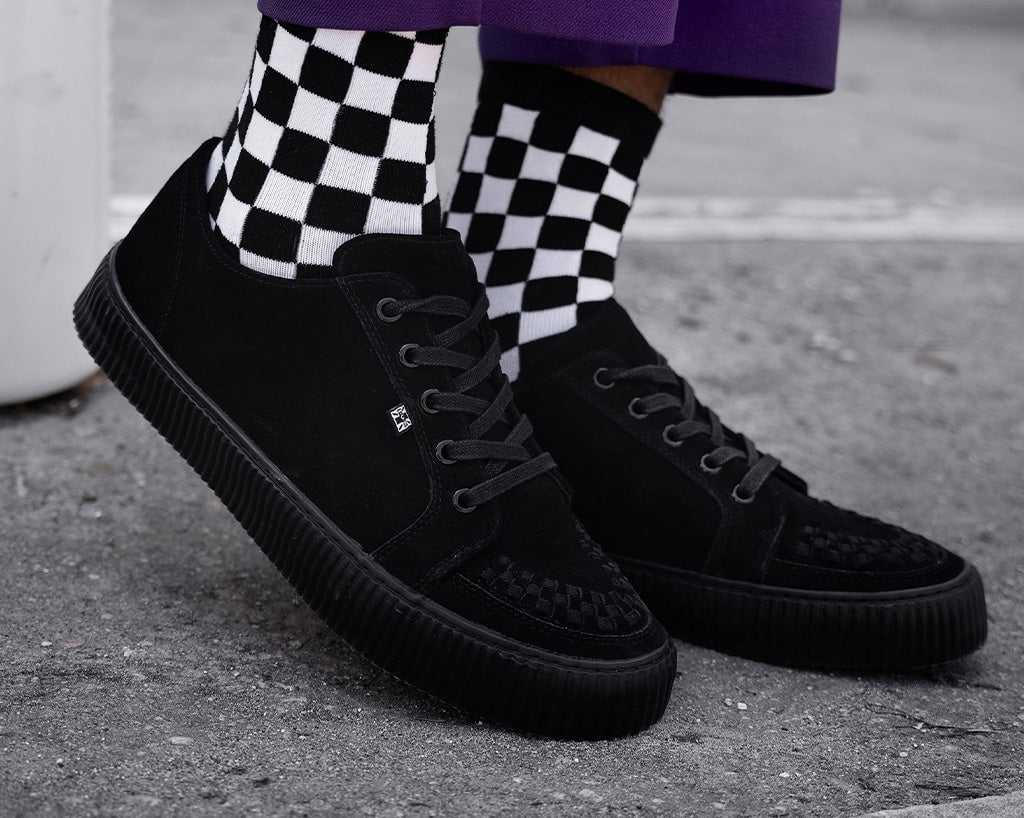 A3313 Black Suede Lace-Up Creeper Sneaker