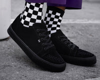 A3313 Black Suede Lace-Up Creeper Sneaker