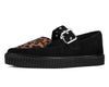 Black Suede Leopard Pointed Mary Jane Creeper Sneaker