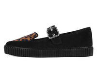 Black Suede Leopard Pointed Mary Jane Creeper Sneaker - T.U.K.A3523L-05