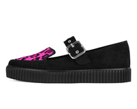 Black Suede Pink Leopard Mary Jane Creeper Sneaker - T.U.K.A3524L-05