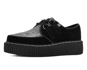 Black Suede Silver Cow Hair Vintage Creeper - T.U.K.G3529-03