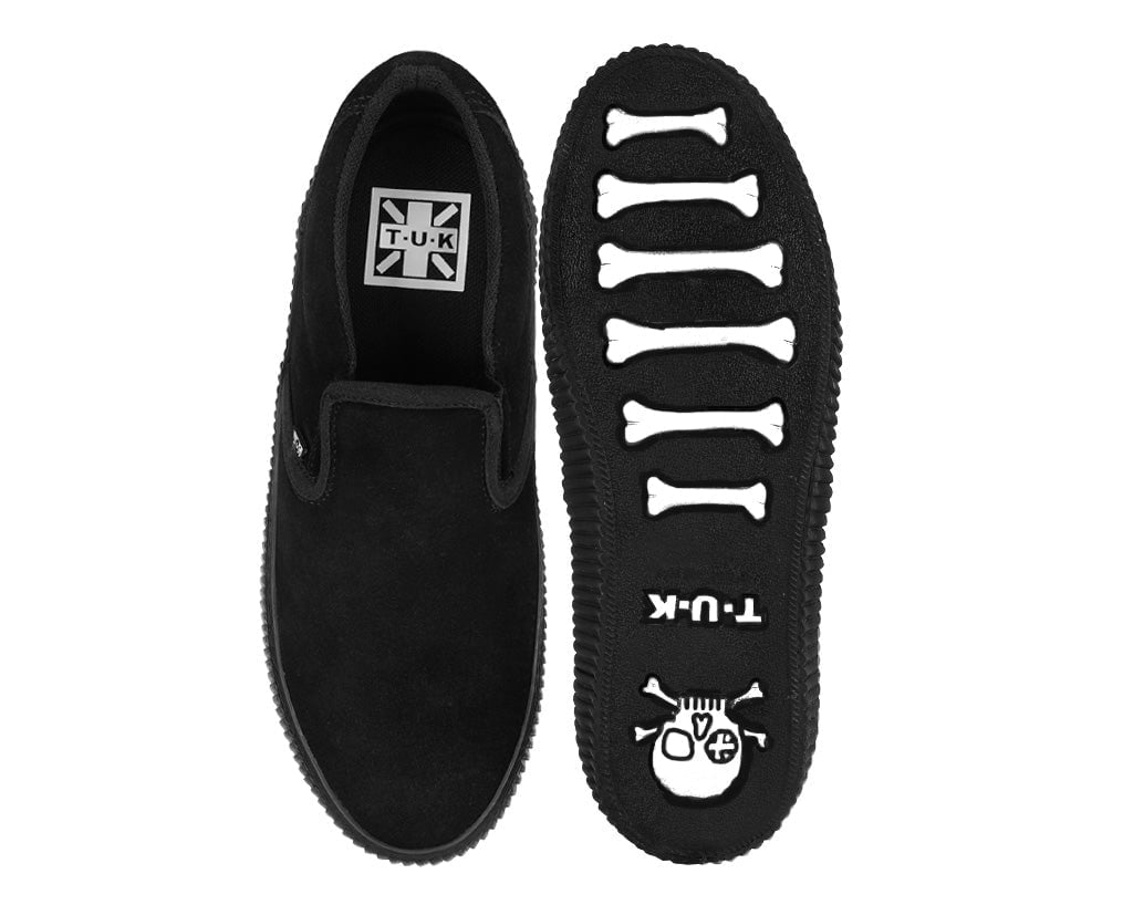 A3247 Black Suede Slip-On Creeper Sneaker
