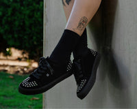 A3353 Black Suede Studded Creeper Sneaker