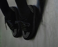 A3353 Black Suede Studded Creeper Sneaker