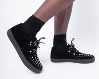 A3152 Black Suede Studded D-Ring Sneaker