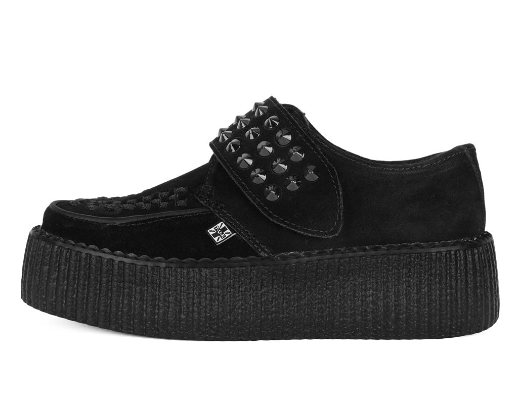 Black Suede Studded Strap Viva Mondo Creeper - T.U.K.V3262-03