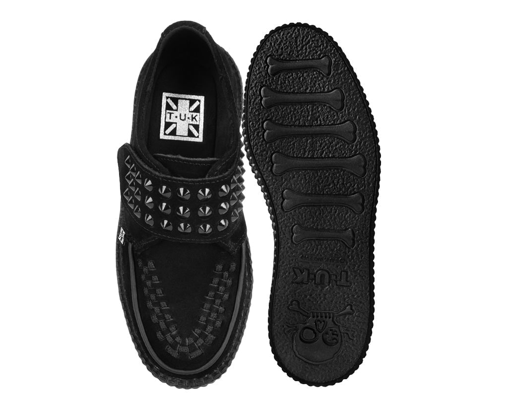 Black Suede Studded Strap Viva Mondo Creeper - T.U.K.V3262-03