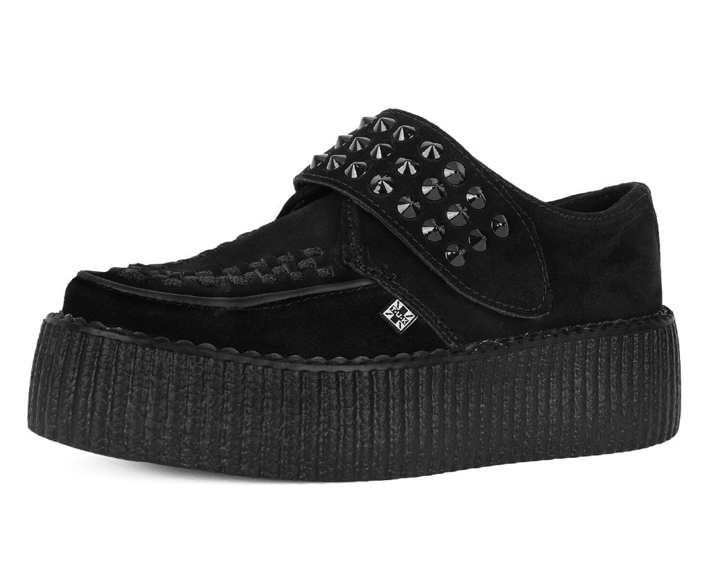 Black Suede Studded Strap Viva Mondo Creeper - T.U.K.V3262-03