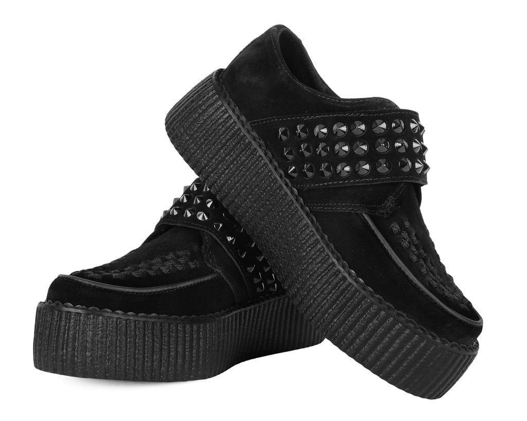 Black Suede Studded Strap Viva Mondo Creeper - T.U.K.V3262-03